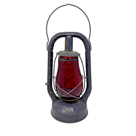 Vintage Dietz Monarch Railroad Lantern Red 64H Fitzall LocNob Globe Gray Painted - Picture 1 of 16